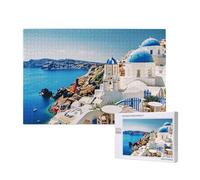 Santorini Puzzle imprimé sur l'île grecque sur la mer - 1000 pièces (boîte) - Puzzle éducatif - Décoration de la maison