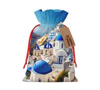 Santorini Sac de rangement avec cordon de serrage Motif île grecque sur la mer