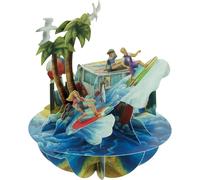 Santoro 3D carte de voeux pirouette - Plage et surf