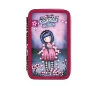 SANTORO Gorjuss Trousse d'école complète 3 fermetures éclair accessoires modèle fille avec 3 compartiments Livré avec crayons, marqueurs, règle, stylo fantaisie collection pour école, Fairy Dusk