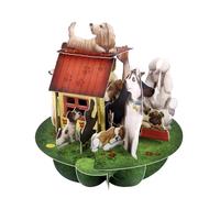 SANTORO- Pirouette, Carte de Voeux Pop Up 3D - Chiens & Chenils - Pour Elle, Pour Lui, Pour Enfants, Anniversaire|13 x 16 cm|vert|noir|gris|marron|jaune