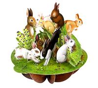 SANTORO Pirouette, Carte de vœux pop-up 3D - Lapins - Pour tous, Enfants, Anniversaire, Pâques (Beige|Jaune|Chêne|Marron|Or)