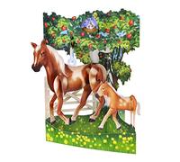 SANTORO Swing Card, Carte De Vœux Pop-Up 3D - Chevaux - Cadeau Pour Elle, Lui, Fille, Fille, Fils, Famille, Anniversaire (Cheval Et Poulain)