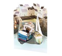 SANTORO Swing Card, Carte De Vœux Pop-Up 3D - Port De Bord De Mer - Bateaux Et Voile - Pour Lui, Pour Papa, Fête Des Pères, Anniversaire