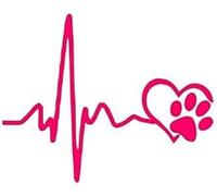 SANTPOT Autocollant De Voiture 15Cm Autocollant De Voiture D Battement De Coeur Amour Empreintes De Chien Autocollants D Autocollants sur Voiture Réfléchissant Moto Style De Voiture