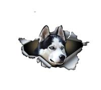 SANTPOT Autocollant Husky Noir Et Blanc en Métal Déchiré, Étiquette De Pare-Chocs De Voiture Drôle, Fenêtre De Coffre, Animal 3D, Style De Voiture 13cm X 8.8cm 2 pièces