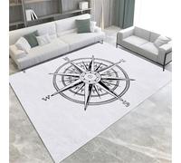 SANTPOT Clip Art Area Tapis De Motif De Boussole Vintage Tapis Lavable 60 X 90 Cm Carpette À Accent Souple Non GLIP,140 X 200 Cm