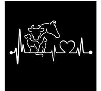 SANTPOT Décalcomanies De Voiture 20X10.6Cm Chien Chat Cheval Vache Battement De Coeur Ligne De Vie Drôle Animal Autocollant De Voiture Noir/Sil (2 Pièces)