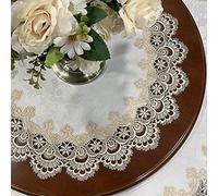 SANTPOT Nappes Faites À La Main en Dentelle Blanche pour Couvertures De Table Au Crochet Mariages Classiques Rose Vintage Chemin Brodé 4 Couleurs C (f Diamètre 140 Cm),Un,Diamètre 110cm