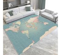 SANTPOT Rapis Bleu Tapis du Monde Cartographie Machine Lavable À Tas Courte du Tas De Tas 160 X 230 Cm Mat De Sol Intérieur Non GLIP,120 X 170 Cm