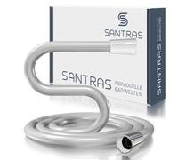 SANTRAS® Flexible de douche PREMIUM chrome 1.60 m MADE IN GERMANY avec économiseur d'eau - Particulièrement flexible et résistant à la torsion avec FLOW LIMITER en look inox en matériau