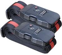 SANTREST de Sécurité TSA Voyage Bagages Sangle Ceinture d'emballage de Valise Réglable avec 3 Chiffre Verrou à Combinaison(Red+Black 2 Pack)