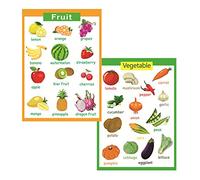 SANTSUN Lot de 2 affiches éducatives préscolaires pour tout-petits et enfants | Idéal pour décoration de salle de classe, chambre d'enfant, école maternelle, légumes (43,2 x 61 cm)