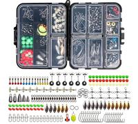 SANTUO Kit d'accessoires de pêche de 183 pièces avec hameçons Jig Worm, poids en fer, rolling baril, pivotant, sinker slides, manivelle, kit de pêche avec boîte de rangement