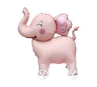 Sanu Belle 208001 Ballon éléphant en aluminium debout 3D avec roues pour enfants, anniversaire, fête prénatale, jouet, cadeau d'anniversaire