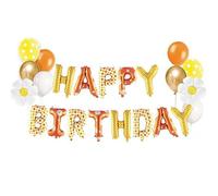 Sanu Belle Kit de ballons en aluminium « Happy Birthday » de 40,6 cm - Bannière de ballons pour enfants, adultes, garçons, filles, joyeux anniversaire - Kit marguerite 201022