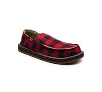Sanuk Donny Buffalo Chill Mocassins pour Homme | Chaussures à Enfiler pour Homme | Pantoufles d'intérieur et d'extérieur Pliables | Doublure Confortable avec Semelle Confortable, Rouge, 41 EU