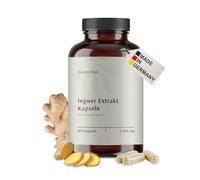 SANUTRA Extrait de Gingembre, 180 gélules x 600 mg, 5% de gingérols | Format 6 mois, extrait 15:1 de racine de gingembre, résidus contrôlés, sans additifs, végan, fabriqué en Allemagne