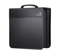 SANWA Étui de rangement pour CD, Blu-Ray, pochette de rangement rigide pour DVD, VCD, DVD, VCD, pochette de protection en EVA avec poignée, pour voiture, maison, bureau, noir