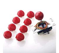 Sanwa JLF-TP-8YT Joystick + Sanwa Kit de 8 boutons poussoirs OBSF-30 Couleur : rouge - pour jeu d'arcade réglable sur 4 et 8 positions, compatible avec le joystick de tournoi Catz Mad SF4 S@NWA