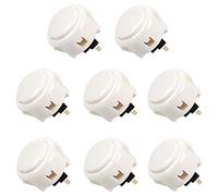 Sanwa Lot de 8 boutons poussoirs OBSF-30 d'origine 30 mm - pour jeux vidéo Arcade Jamma et console de jeux d'arcade (blanc) S @NWA