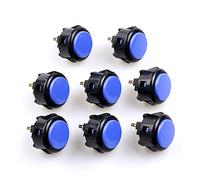 Sanwa Lot de 8 boutons poussoirs originaux OBSF-30 30 mm - pour jeux vidéo Arcade Jamma et console de jeux d'arcade (noir et bleu), utilisation pour armoire de machines de jeux d'arcade S @NWA