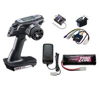 SANWA MX-6 EP Start Set RX-391W/BL-SIGMA/SRM-102Z - Propo Set pour voiture électrique RC avec récepteur étanche + servo standard + ESC avec support exclusif pour moteur à balais +