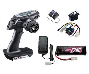 SANWA MX-6 EP Start Set RX-391W/BL-SIGMA/SRM-102Z - Propo Set pour voiture électrique RC avec récepteur étanche + servo standard + ESC avec support exclusif pour moteur à balais +