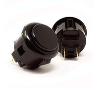 Sanwa S@NWA Lot de 2 boutons poussoirs originaux OBSF-24 24 mm - pour jeux vidéo Arcade Jamma et joystick d'arcade Noir