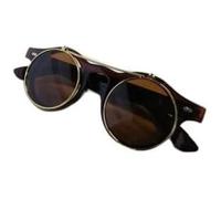 SANWAN Steampunk GoggglessTeampunk Goggles Retro Style Round Cadre Round Mesdames and Men Mirror Flip Sunglasses Lunettes ombragées Matte Noir