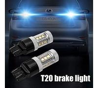 SANWAN T20 7443 Drl Lot de 2 feux de frein de voiture double filament W21/5 W Super White Hid Bulbs, feux stop, feux arrière (lot de 2) Blanc 1