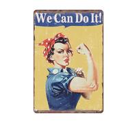Sanwarm Panneau en métal vintage « We Can Do It » de la Seconde Guerre mondiale - Décoration murale à suspendre - 30,5 x 20,3 cm