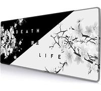 SANWUMIAN Grand tapis de souris de jeu pour bureau, base en caoutchouc antidérapant, tapis de souris pour clavier avec bords cousus, 80 x 30 cm, motif floral Sakura Death Life