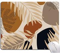 SANWUMIAN Tapis de souris carré abstrait - Tapis de souris mignon - Imperméable - Antidérapant - Base en caoutchouc - Pour ordinateur portable de bureau - Feuilles marron