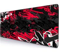 SANWUMIAN Tapis de souris de jeu, grand tapis de souris XXL, base en caoutchouc antidérapant, tapis de souris pour clavier avec bords cousus, 80 x 30 cm, noir et rouge