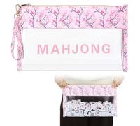 Sanwuta Sac de mahjong vide transparent avec lettres pour américain, étui étanche à fermeture éclair pour femme, cadeau de Mah Jong, cadeau d'amant de Mah Jong, 33 x 20 x 8,1 cm (rose vert)