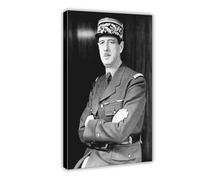 SANWYA Poster sur toile représentant Charles De Gaulle - Décoration murale - Pour salon, chambre à coucher - Style cadre - 30 x 45 cm