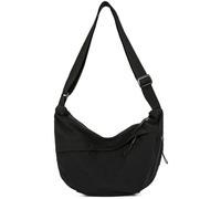 Sanxiner Sac à bandoulière croissant pour femme en nylon souple, spacieux, sac à bandoulière tendance 2-A noir