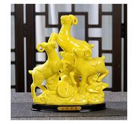 Sanyang Kaitai Sheep Furnishings Ceramics Twelve 12 Chinese Zodiac Sanyang Kaitai Fengshui Lucky Town House Living Room Crafts Lucky Wealth Desktop Decor Desk SC (M)