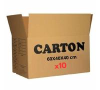 SANYGIENE | Kit 10 Cartons Déménagement 60 X 40 X 40 cm | Caisse Américaine XL Jusqu'à 20 KGS | 1 Rouleau Scotch Brun Offert | Vêtements - Linge - Alimentaire