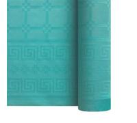 SANYGIENE Nappe Jetable Papier Bleu Turquoise | Kit de 2 Rouleaux de 25 M Soit 50 M | Largeur 1,18 M | Papier Damassé Déperlant | Déco de Table de Fêtes - Anniversaire - Banquet