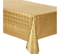SANYGIENE Nappe Papier Damassé Or Jetable | Effets Tissu - Déperlant - Lumineux | Largeur 1,20 m | Décoration Tables de Fêtes (Noel - Réveillon) | Jusqu'à 60 Personnes (Rouleau de 20 mètres)