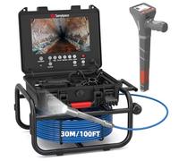 Sanyipace Caméra d'Inspection Tubes avec Localisateur 512 Hz, HD 9" Caméra d'égout auto-nivelant avec émetteur, compteur de distance, zoom 5 X, endoscope industriel 30 M/100 FT