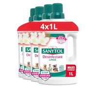 Sanytol - Désinfectant Linge Stop Odeurs - Parfum Fleurs Blanches - 4 x 1L - Bactéricide, Virucide - Sans Javel - Préserve Fibres et Couleurs à Toutes Températures