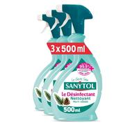 Sanytol - Désinfectant Multi-Usages - Parfum Pin - 500 ml - Lot de 3 - Bactéricide, Virucide, Fongicide - Sans Javel, Testé Dermatologiquement - Sans Rinçage