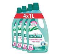 Sanytol - Désinfectant Nettoyant Multi-Surfaces - Parfum Eucalyptus - 1L - Lot de 4 - Sans Javel, Air Label Score A+ - Nouvelle formule 5X plus nettoyante - Fraîcheur longue durée