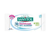 Sanytol Lingettes désinfectantes multi-usages anti-allergènes – Paquet de 72 lingettes
