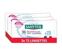 Sanytol Lingettes désinfectantes Multi-usages Anti-Allergènes - Paquet de 72 lingettes