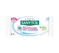 Sanytol - Lingettes Désinfectantes Multi-Usages - Anti-Allergène - x72 - Lot de 3 - Bactéricide, Virucide, Fongicide - Sans Javel, Fabrication Française, 100% Fibres d’Origine Végétale