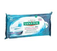Sanytol Lingettes désinfectantes Nettoyant WC fraîcheur marine - Paquet de 72 lingettes